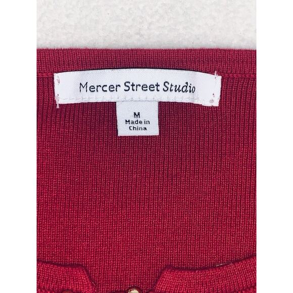 Medium Mercer Street Studio Red Tight Knit Sweater Pullover Long Sleeve Womens - Picture 10 of 13